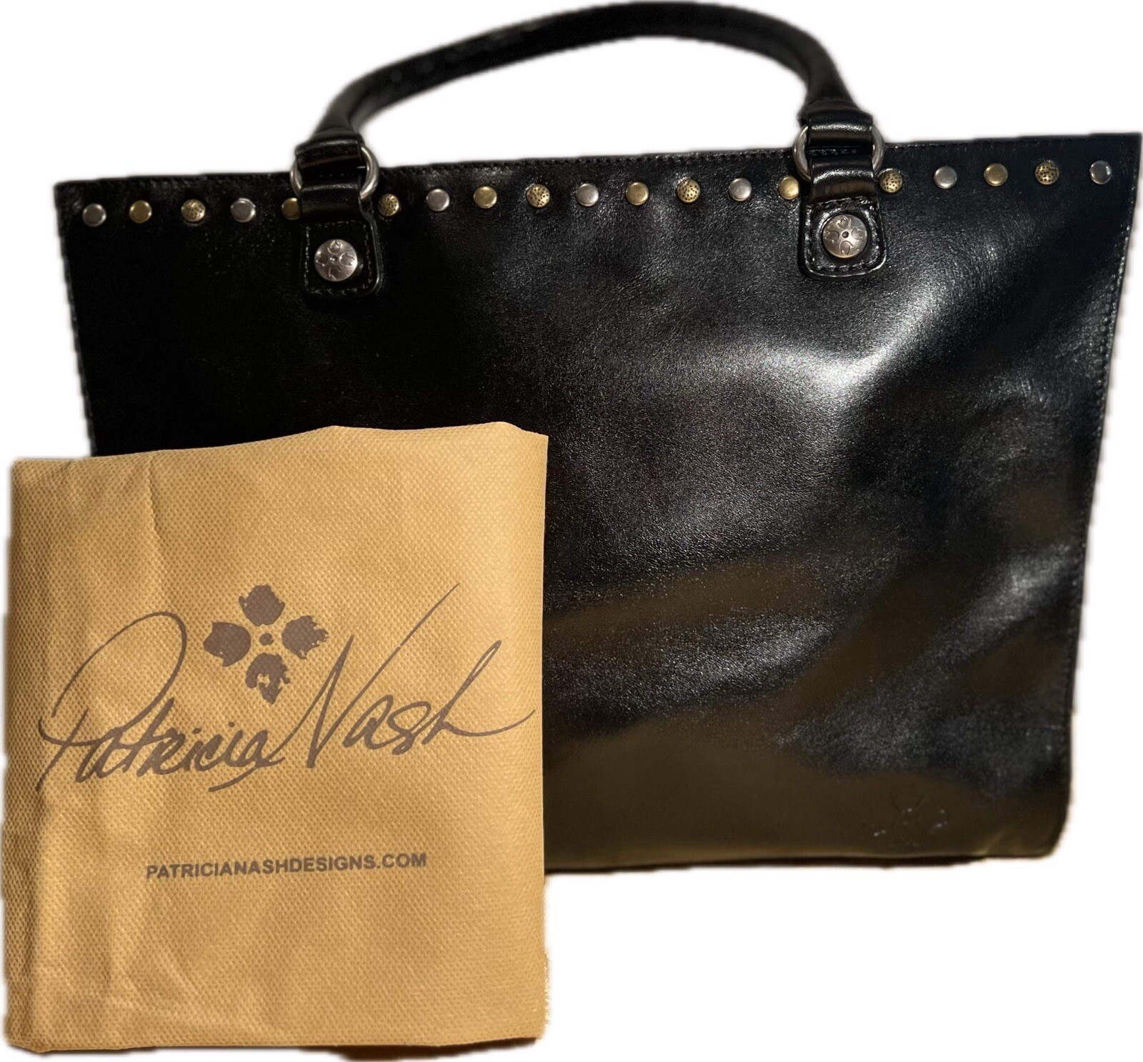 PATRICIA NASH ZANCONA TOTE Full GrainLeather Handbag Black+ Dust Bag