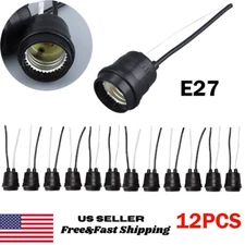 12Pcs Lamp Base Waterproof Black Pigtail Lamp Holder Socket 250V 6A 12 E27