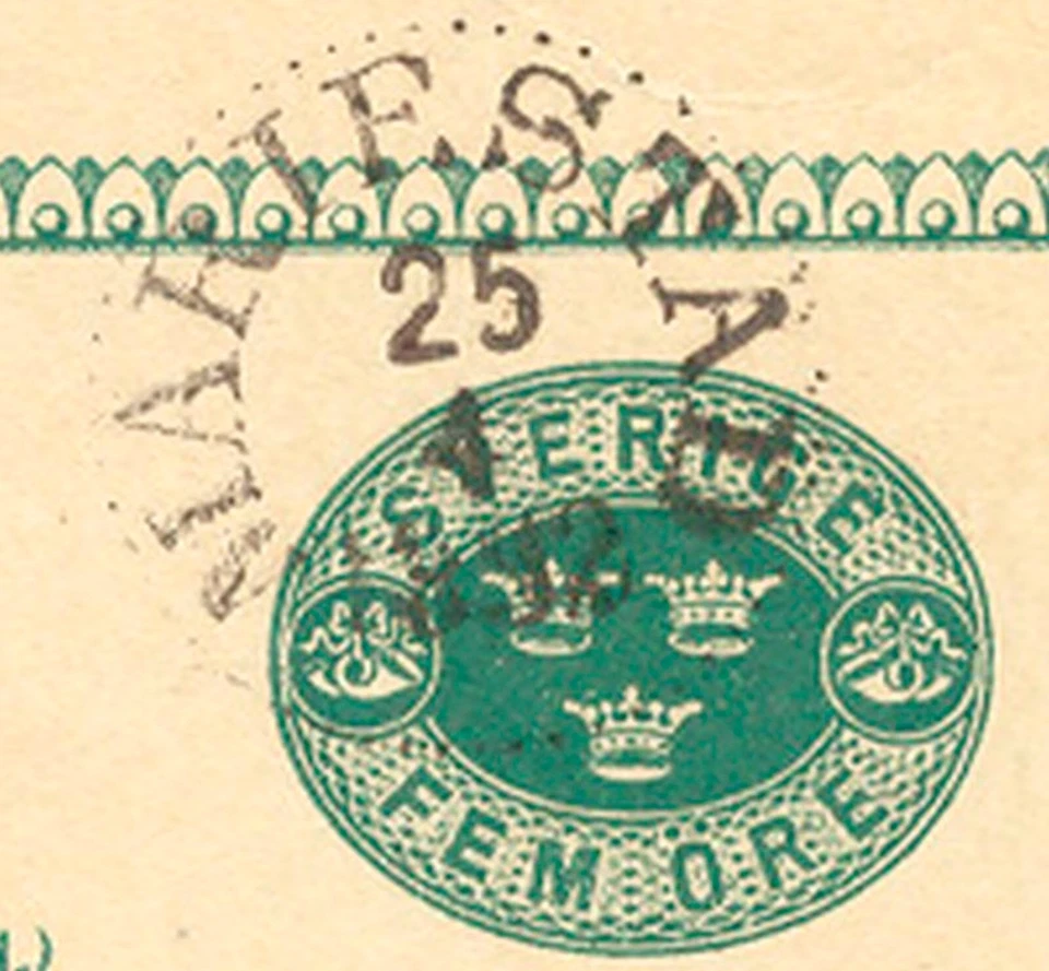 SUECIA 1892 "MARIESTAD" K1 en 5 (FEM) ÖRE Postal Papelería Foto 2 de 2