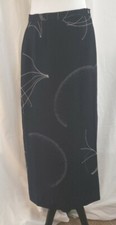 Chaus Black Midi Faux Wrap Lined Skirt Abstract Print Classy Size 12