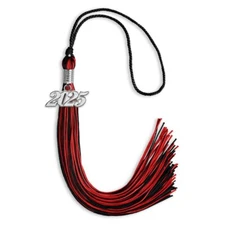 Endea Graduation Black/Red Mixed Color Tassel With Silver Date Drop