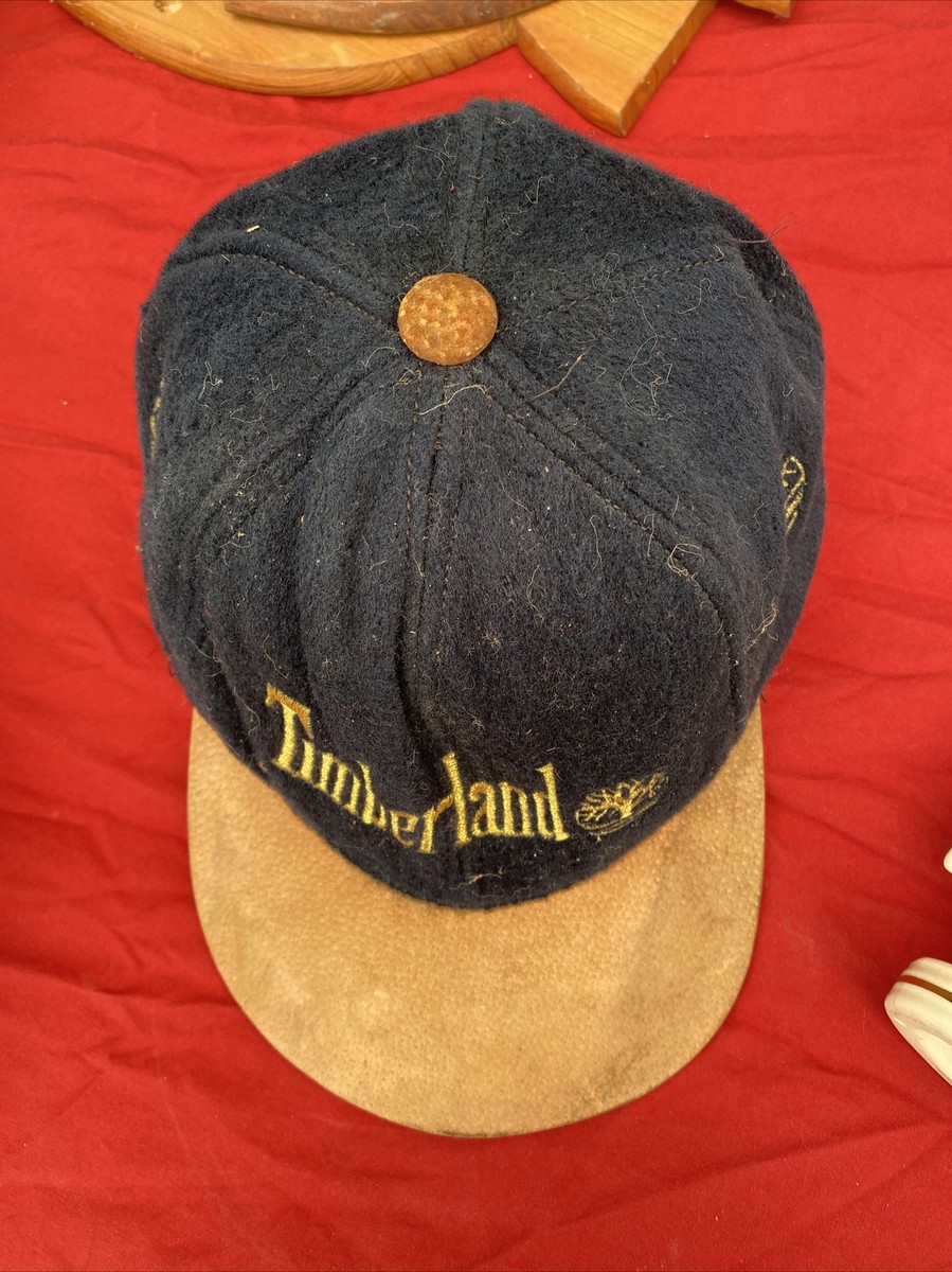 Vintage Timberland Blue Wool Blend Brown Suede Bill Hat