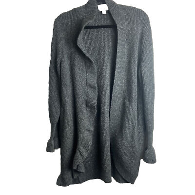 Hinge Nordstrom Ruffle Bell Sleeves Cardigan Gray Sweater M