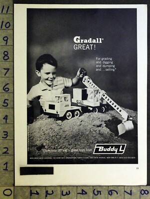 1965 BUDDY L CONSTRUCTION GRADALL STEAM SHOVEL TRUCK DUMP DIG TOY AD ...
