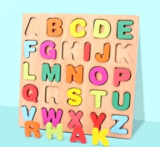 Alphabet Puzzle Baby Kids ABC Inlay Wooden Learning Size 8in x 8in Sealed NEW