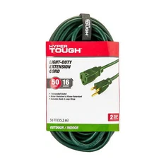 50 ft 16AWG 3-Prong Green Single Outlet Outdoor Extension Cord, 13 amps