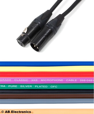Schwarz Neutrik Stecker/Buchse XLR mit Van Damme Profi Mikrofonkabel 10 Farben