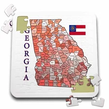 3dRose Colorful map and flag of Georgia with all counties identified 10x10 Inch
