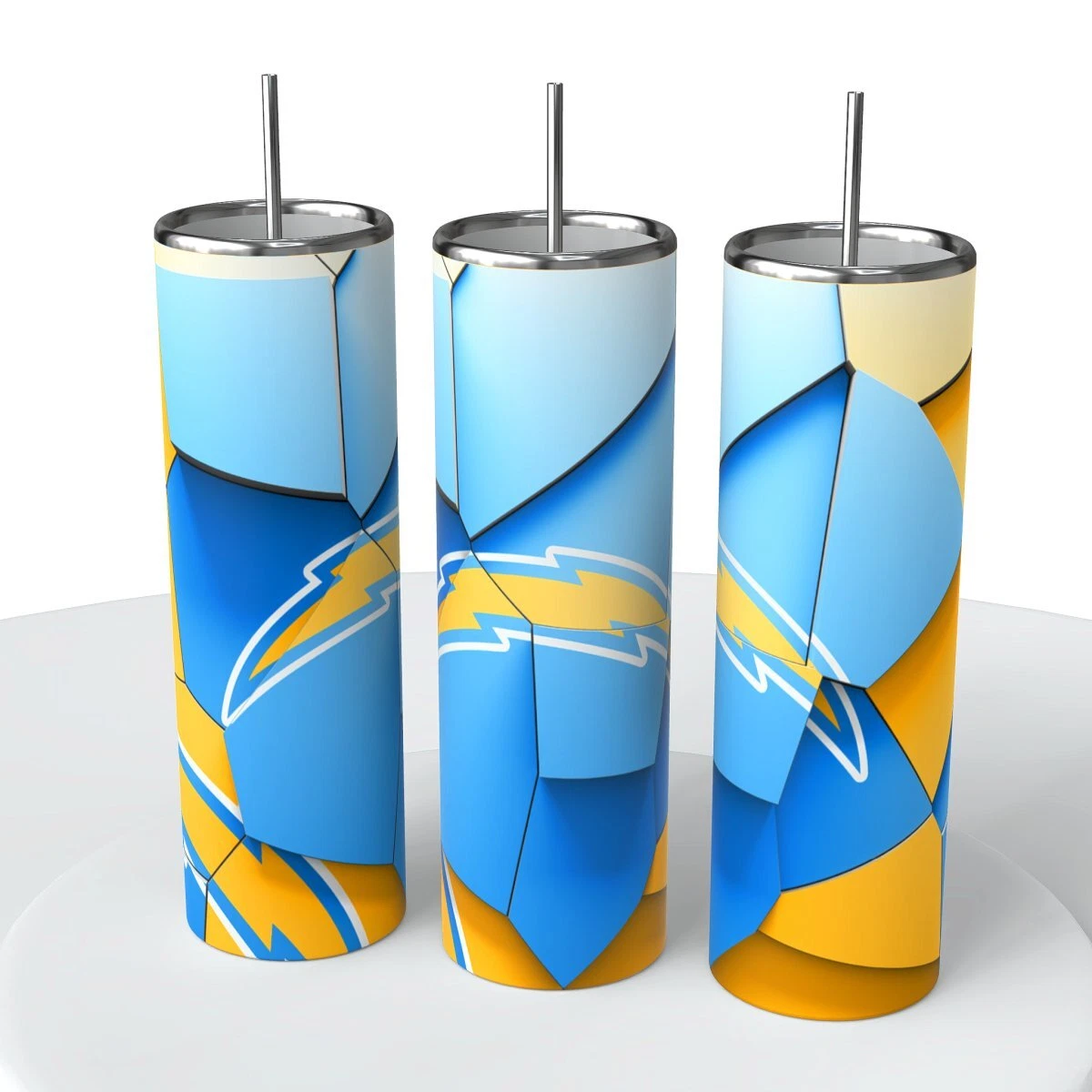 Abstract Blocks football Skinny Steel Tumbler with Straw, 20oz