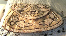 Vintage French Hand-Made White Beaded Hand Purse - Made in France