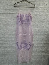 New ASOS Edition Embroidered Lace & Sequin Paneled Cami Colums Midi Dress Sz 4