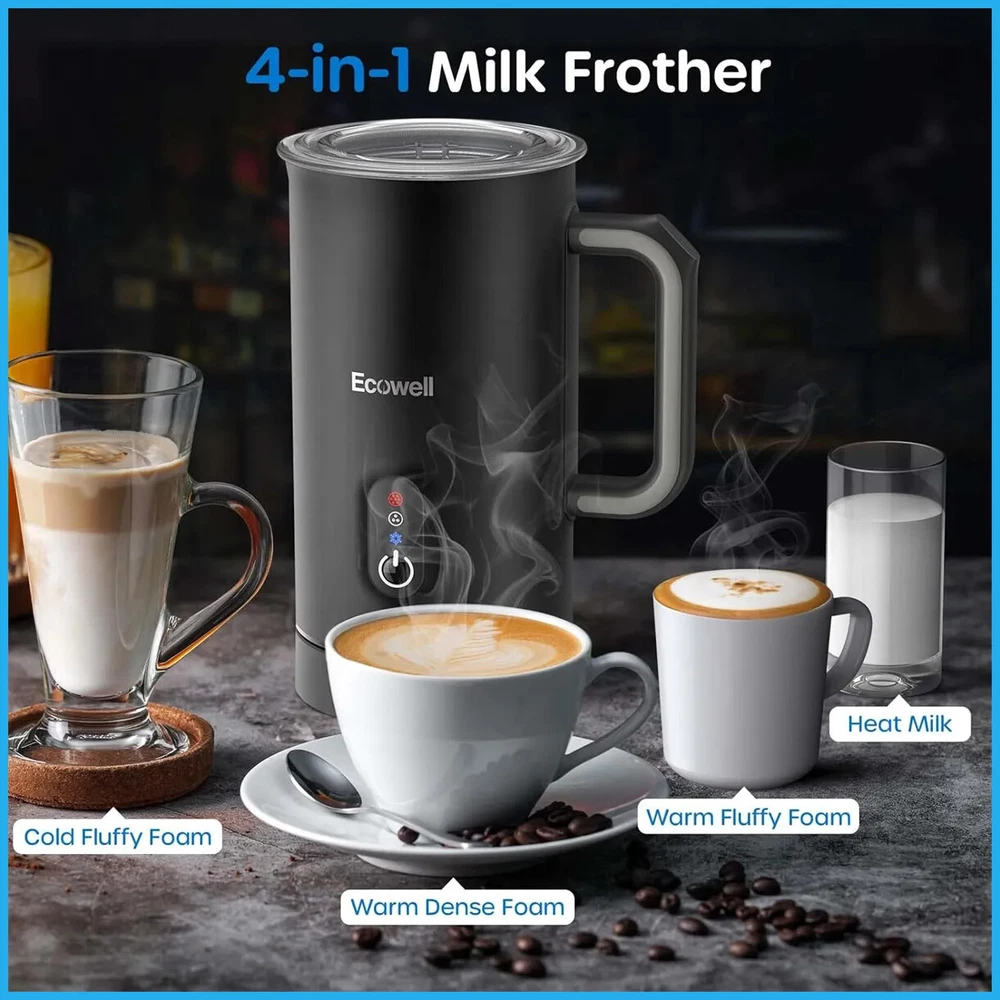 Milk Frother 4 in 1 Coffee Frother Electric Milk Steamer Warmer Cold Foam
