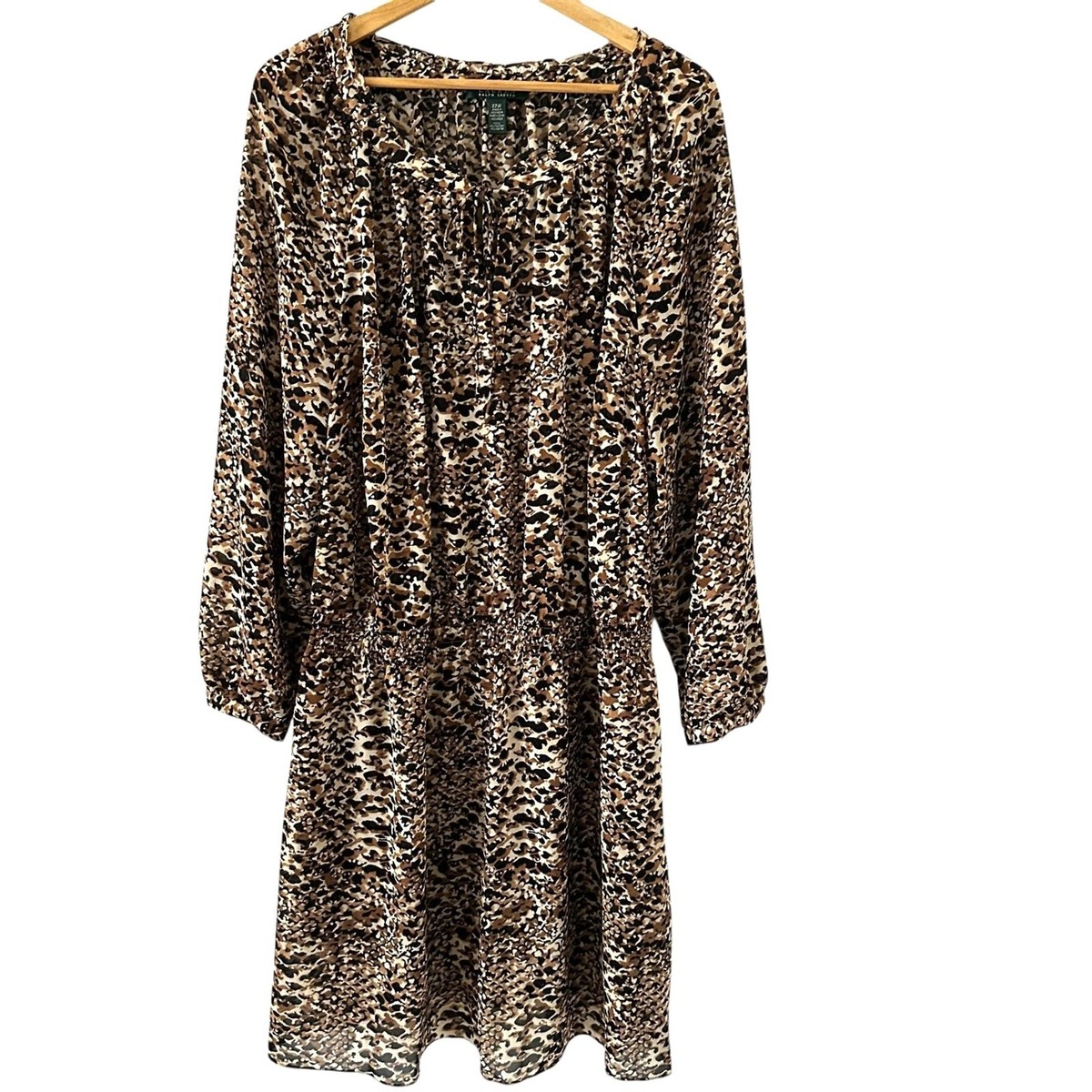 Lauren Ralph Lauren Sheer Brown and Black Cheetah Print Midi Dress Size 22W  | eBay