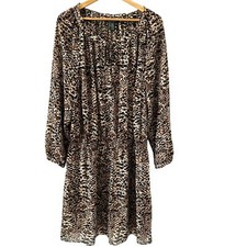 Lauren Ralph Lauren Sheer Brown and Black Cheetah Print Midi Dress Size 22W