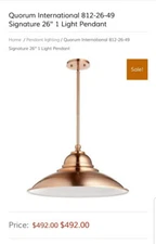 Quorum Intl Signature 26" hanging copper pendant lamp