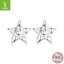 Fashionable Unique Real 925 Sterling Silver Star Stud Earrings Jewelry For Women