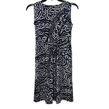 Ann Taylor Loft Size 0P Zero Petite Woman's Blue White Floral Sleeveless Dress