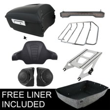 King Trunk Pad Speakers Mount Rack Tail Light Fit For Harley Touring 2014-2026