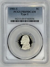 1981 S PROOF JEFFERSON NICKEL PCGS PR69DCAM Type 1