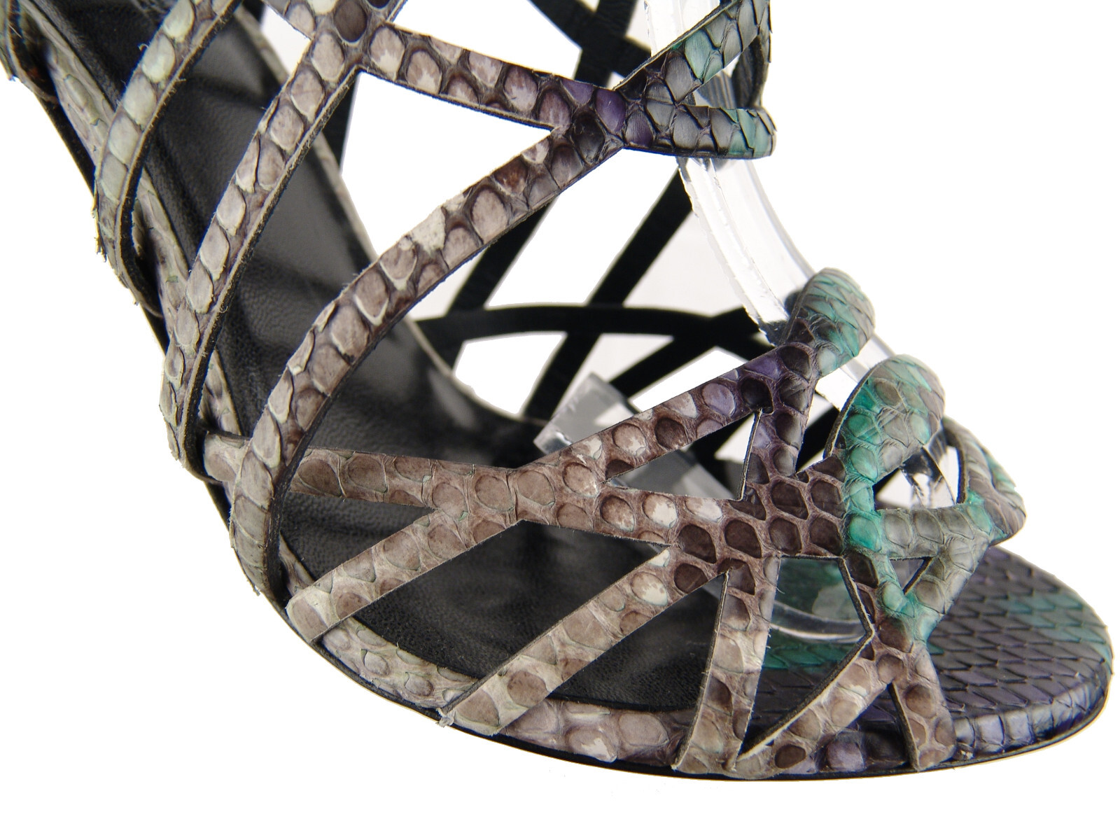 Hermes Multicolor Python Open Toe Cage Sandals Pu… - image 7