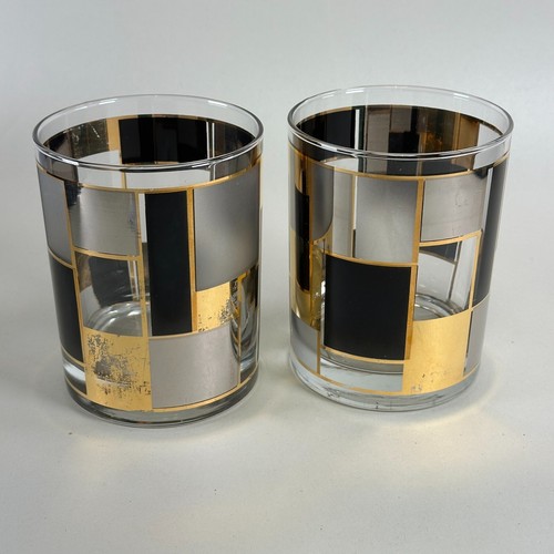 Occhiali Culver oro 22k doppi vecchio stile design geometrico - set di 2