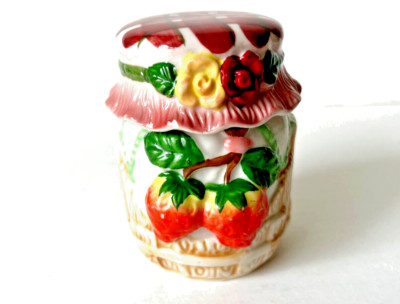 Vintage 1950s Strawberry &  Cream Jam Jar - Rare Kitchen Collectible Crockery