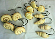 Seashell Shower Curtain Hooks Beach Nautical Bathroom D cor Resin Metal 12pc New