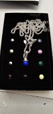 VTG Joan Rivers Interchangeable Necklace Silver Tone 10 Color Bead Pendant. N1