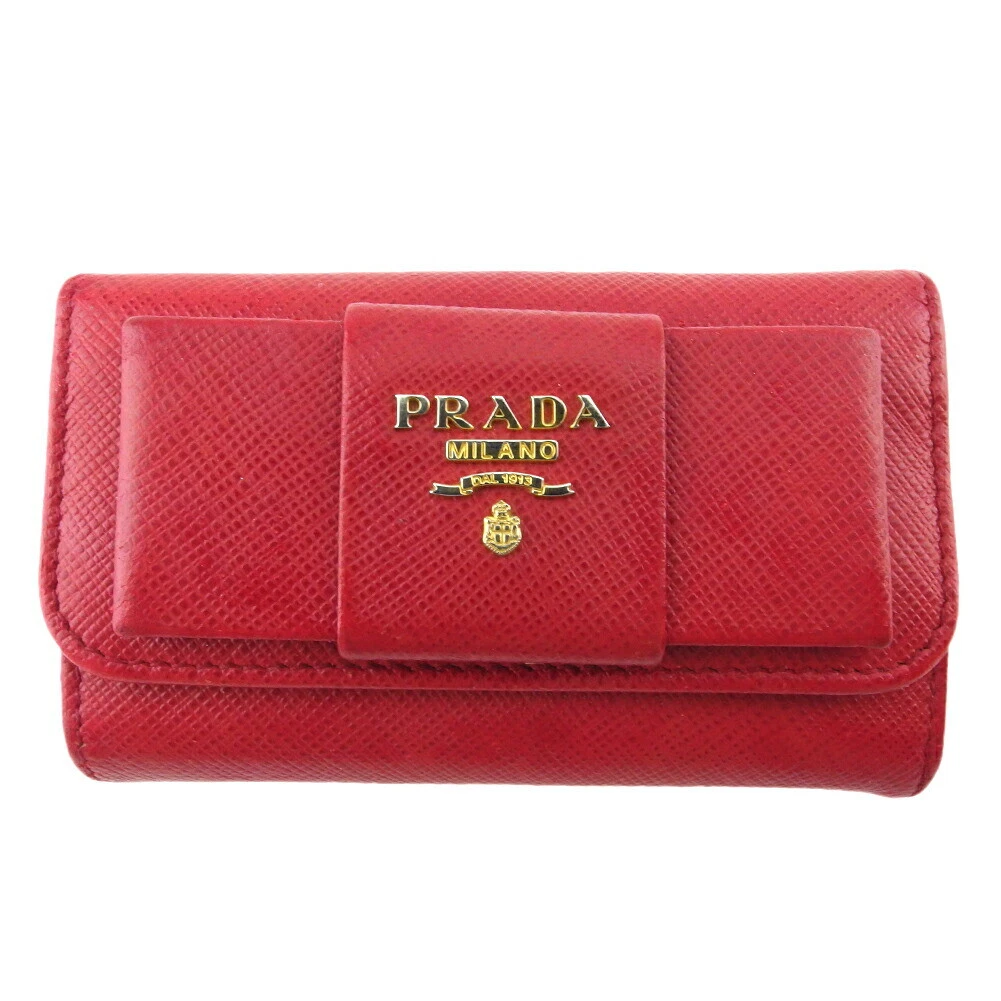 Prada Saffiano Leather Red Key Holder Wallet