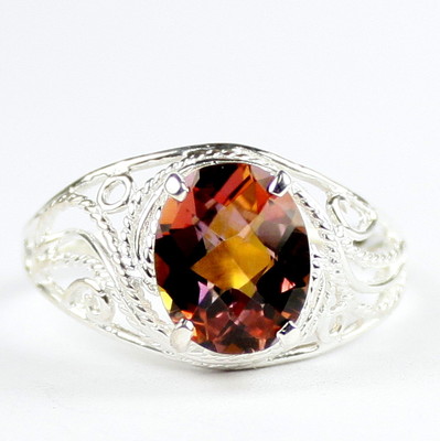 Twilight Fire Topaz, 925 Sterling Silver Ladies Ring, SR083