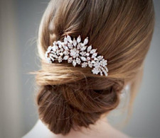 Bridal rose gold crystal hair comb