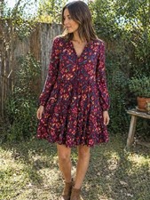 Sundance Dress Large Eternal Summer Shift Dress Long Sleeve (S619)
