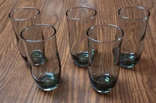 Set of 5 Smokey Grey Juice Glasses 4" Tall 6 oz Capacity Thick Bottom