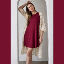 SheBird Tunic Tank Bra Dress Womens Size 3 Sleeveless Burgundy Minimalist Flowy