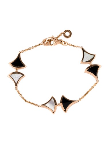 Bvlgari Divas Dream Onyx & Mother of Pearl 18k Rose Gold Bracelet