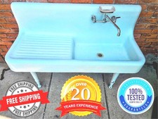 20's RECLAIMED 52"x42"x19" CAST IRON FARM PEG-LEG PEDESTAL FAUCET SINK FREE SHIP