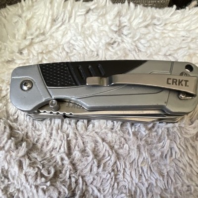 CRKT Stamp Multi toolPliers Knife Part Serrated Silver/Black Clip