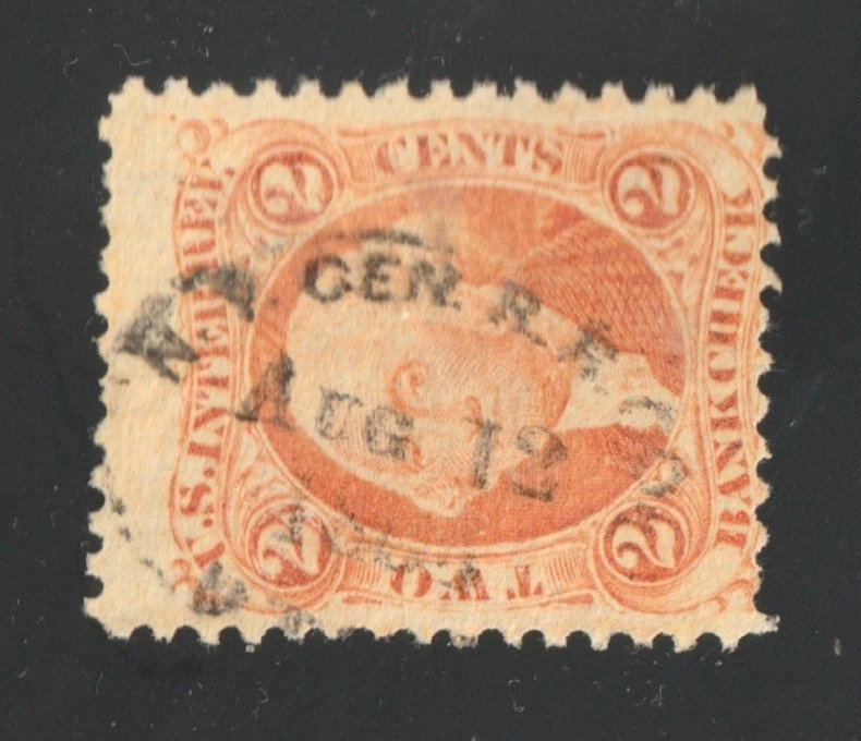 Scott #R6c, Used, VG, 2¢ Bank Check, Oval Cancel, New York Central Railroad - Image 3 of 3