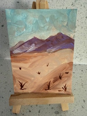 ACEO/ATC Original Acrylic Flower Mini Painting ''Desert Magic'' Signed 3.5x2.5
