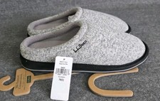 New L.L. Bean Sweater Fleece Gray Heather NWT Slipper Scuff Men 7 FREE SHIPPING