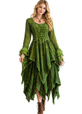 Gothic Boho Pixie Dress Womens Long Sleeve Lace Corset Asymmetric Fairy Festival