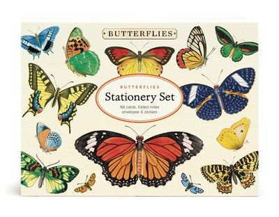 Cavallini Schmetterlinge Briefpapier Set - 8 flach / 8 Notizkarten / 16 Umschläge / Aufkleberblätter
