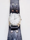 Vintage Timex men's automatic watch, 34mm case, leather strap, not running,