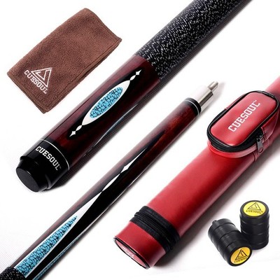 CUESOUL 58 Inch 12.75mm Pool Cue Stick 19oz with Or without Cue Case-Wine Red