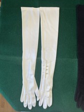 Vintage Midcentury Mousquetaire Style White Evening Opera Gloves 23" Women Small