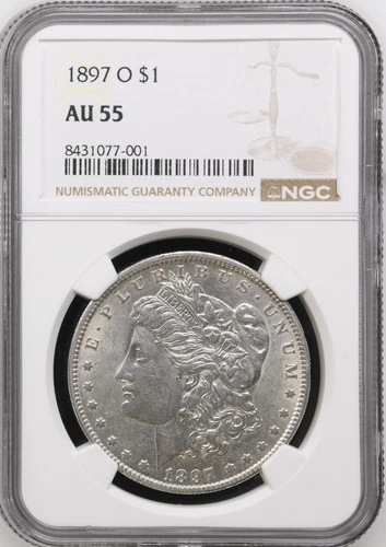 1897 O Morgan Silver Dollar NGC AU55 . Beatiful Coin! Fresh Holder!!