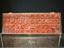 Rubber Stamp Alphabet, Numbers, Plus 10 Others, 7/8" Square.