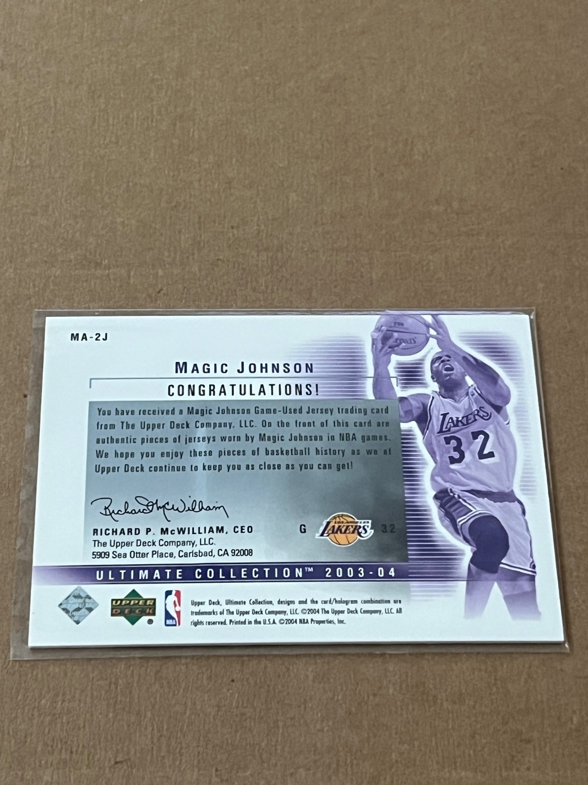 2003 UD Ultimate Collection Magic Johnson dual Game Jersey 031/100 LA Lakers view 2