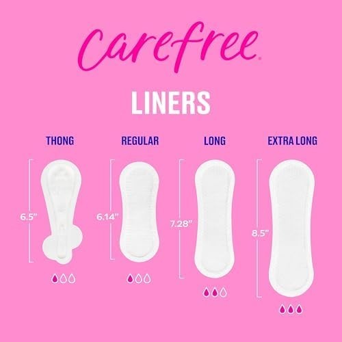 Carefree Panty Liners for Women, Extra Long, Unscented, 100ct - Daily Liners for