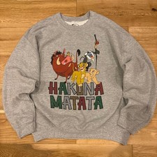 Disney Lion King Hakuna Matata Sweatshirt Gray L Vintage Used
